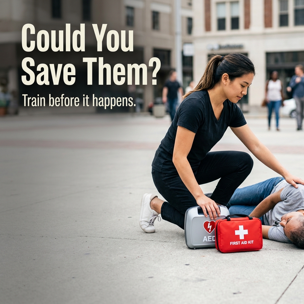 Student instructor demonstrating CPR on a training mannikin